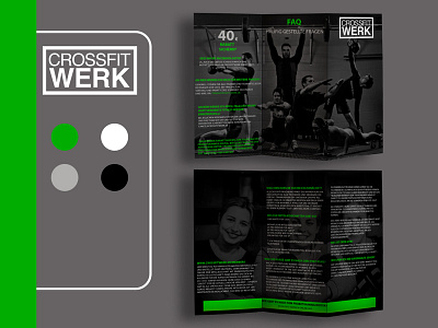 CROSSFIT WERK Tri-fold Brochure Design brand agency brand design brand identity branding design branding studio brochure template brochure tri fold fitness brochure green brochure gym gym brochure identity startup branding stationery stationery design