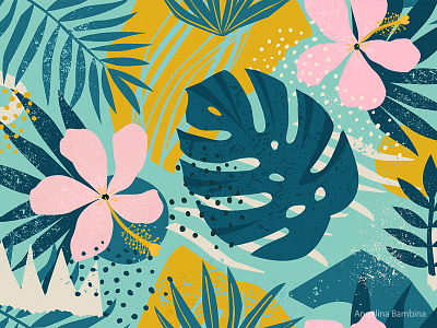 Tropical flowers and palm leaves on background. abstract animal design flower foliage forest illustration jungle leopard modern monstera pattern seamless summer tree tropical vector