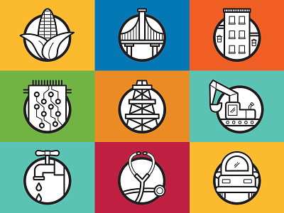 Global Challenge Icons color corn icons illustration vector