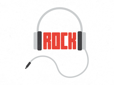 Rock on. headphones music rock n roll typography