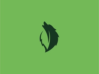 Wolf Leaf animal design green icon logo minimal organic simple wolf
