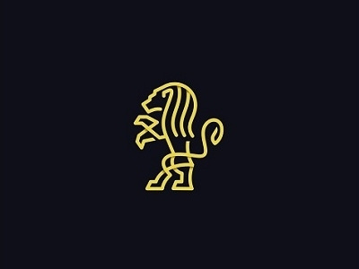 Lion abstract creative design gold lines lion logo minimal simple