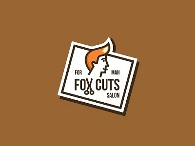 Fox Cuts barber character creative design fox icon logo man salon