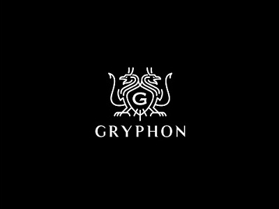 Gryphon ancient creative design eagle griffin lines lion logo monogram mythical simple