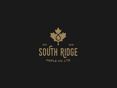 South Ridge canada creative design leaf logo mapple naural organic rustic simple syrup vintage