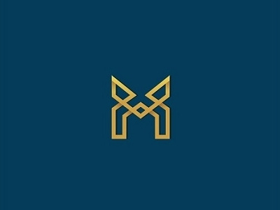 M creative design gold icon lines logo m minimal monogram simple