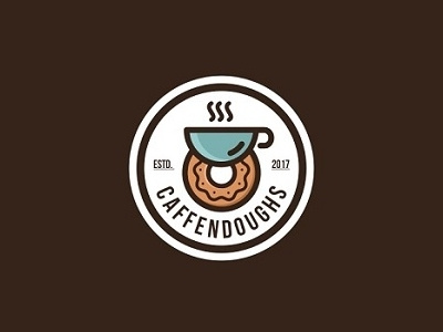 Caffendoughs caffe coffee creative design doughnuts drink food lines logo minimal simple