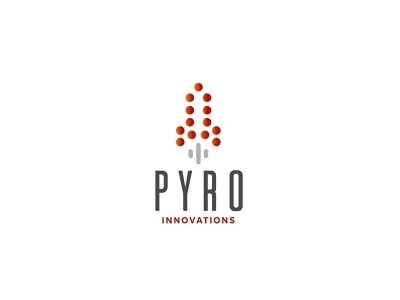 Pyro Innovations circle design logo logotype pyrotechnics red rocket simple