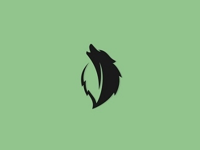 Wolf animal creative design leaf logo logotype negative simple wolf