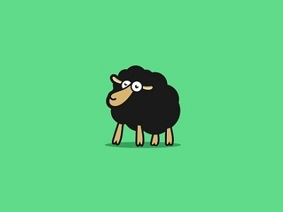 Sheep animal black character design funny logo sheep