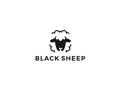 Black sheep animal black character creative design funny logo minimal sheep