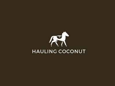 Hauling coconut animal brand coconut creative design horse logo milk minimal negative simple white