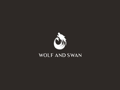 Wolf and Swan animal branding creative design logo minimal simple swan white wolf
