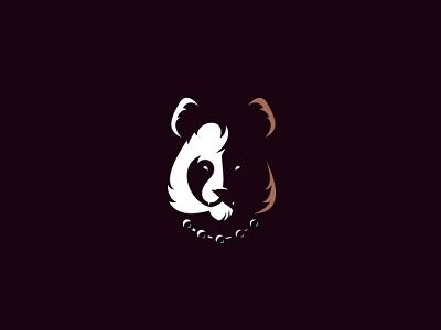 Panda animal bear creative dark design logo negative panda warrior white