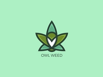 Owl weed cannabis creative design leaf logo marijuana mark minimal organic owl symbol weed
