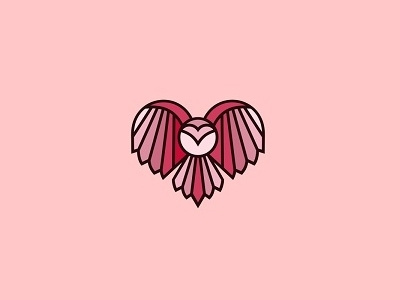 Owl heart abstract bird brand branding creative heart lines logo logotype love owl red