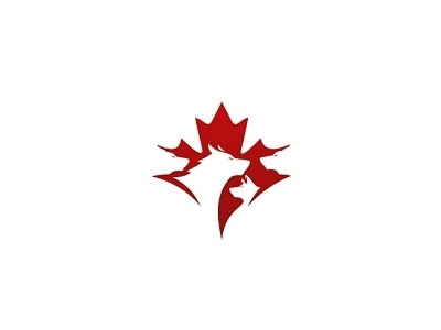 Wolf pack canada creative design leaf logotype maple outdoor wolf wolves