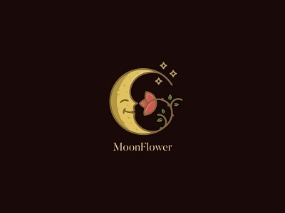 Moon Flower creative design flower flowers logo logotype moon rose stars