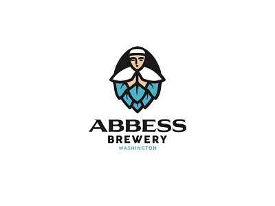 Abbess Brewery beer brewery brewery logo catholic christian creative design hop illustration logo logotype nun