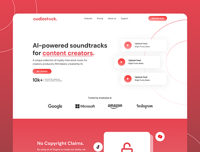 AudioStack: AI-Powered Royalty Music Marketplace ai landing page marketplace music royalty free