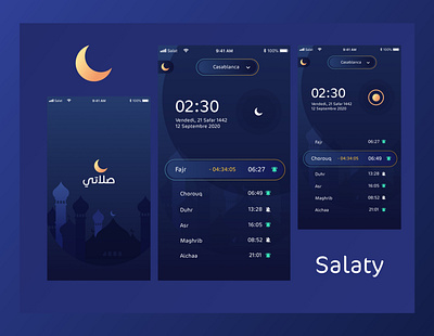 Salaty | Prayer Mobile App - Dark Mode dark mode dark ui design minimal mobile app mobile design mobile ui modern pray prayer salat ui ux