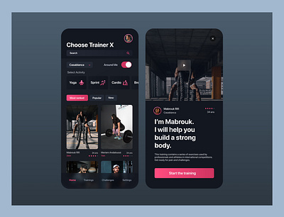 Trainer App Concept coach design elegant fitness fitness app mobile modern sport trainer training workout