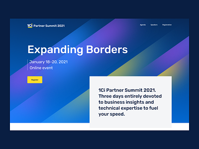 Landing page for 1Ci Partner Summit 2021 1ci design flat gradient icon landing page minimal ui ux vector web website