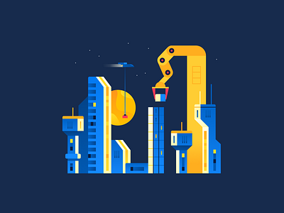 Under Construction architecture buildings construction cosmos customer flat gradient illustration minimal production rocket space spaceship ui vector web