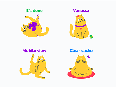 1Ci Dev Cat Sticker Set 1ci cat developer flat illustration line sticker sticker design telegramstickers vector yellow