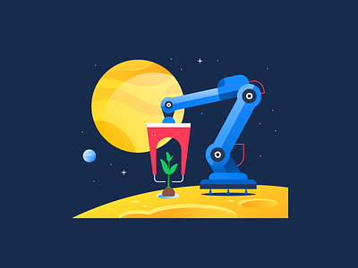 New visual for 1Ci product 1C:Drive 1ci design flat galaxy illustration minimal plant illustration robot space vector web website