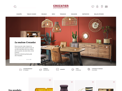 Crozatier branding design furniture homepage icon interface meuble minimalist picto slider typography ui ux