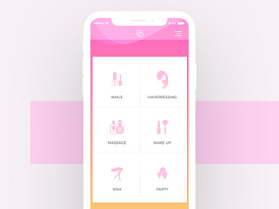 Peach beauty iOS App app beauty design girl menu mobile ui ux