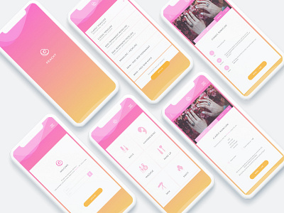 Peach beauty iOS App app beauty design girl menu mobile ui ux