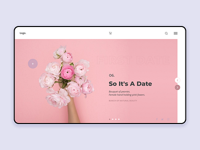 Homepage Date challenge design flower homepage interface minimalist pink rose ui ux