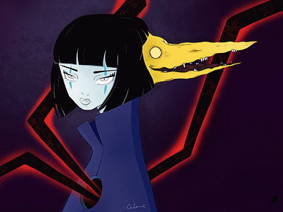Neko and her demon anime animeart dark demon illustration illustration art krita power woman