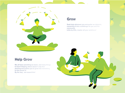 Grow & Help Grow digital art friends graphic green growth help illustration illustration art meditation ui vector vector art