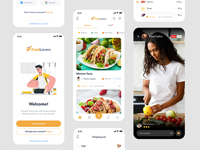 FoodLovers Mobile App food food app interaction design mobile app recipe recipe app ui design ux design