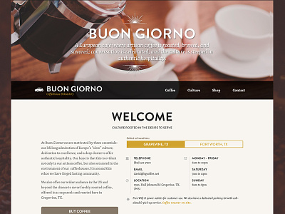 Buon Giorno Coffee Homepage artisan coffee espresso flat italian roastery
