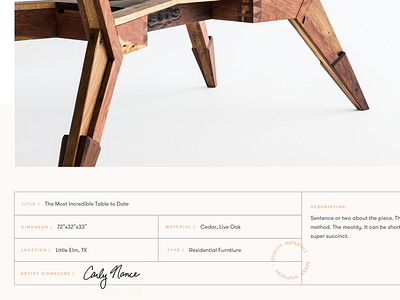 Springer Teaser furniture gallery label layout portfolio