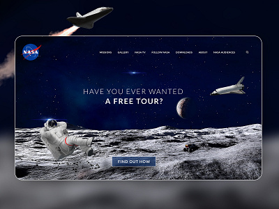 UI Challenge - NASA concept dailyui dailyui003 dailyuichallenge deskto interface landing page nasa photoshop ui utopia ux xd