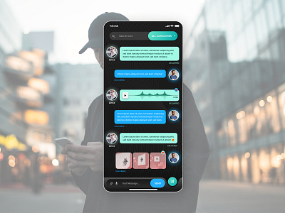 UI Challenge - Direct messaging chat concept dailyui dailyui013 dailyuichallenge directmessaging gradient interface mobile app photoshop picture ui ux voice xd