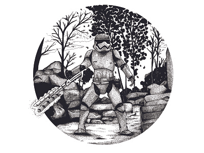 Star Wars - Stormtrooper blackandwhite dotwork drawing fabercastell falcon millenium illustration starwars