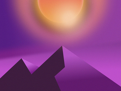 Monk's path blur calm chill design figma glow gradient icon illustration minimal minimalist mountains noise sun vector vector art