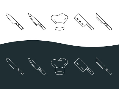 Line Art Chef Icons app chef hat design flat icon illustrator lineart minimal simple ui vector