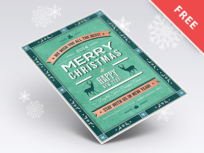 Free Retro Christmas and New Year Flyer christmas flyer free free psd freebie new year photoshop poster print psd retro vintage