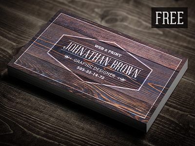 Free Retro Wooden Business Card