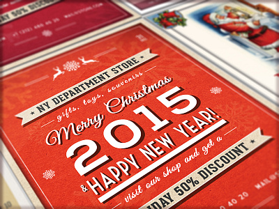 18 Retro Christmas and New Year Flyers Collection christmas digital space flyer grunge holidays new year photoshop psd retro template vintage winter
