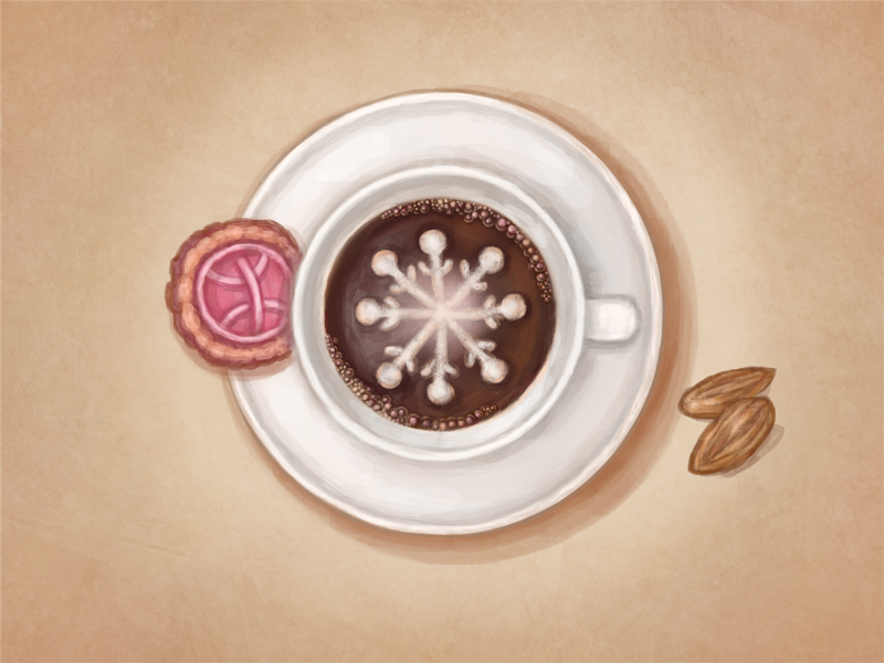 Christmas Coffee new year painting icon hand drawn christmas drawing digital painting art handmade winter illustration photoshop
