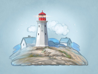 Lighthouse By Digital Space art blue design digital painting drawing hand drawn handmade icon illustration lighthouse painting photoshop
