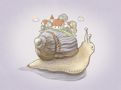 A Fantasy Snail art design digital painting drawing hand drawn handmade icon illustration painting photoshop snail violet